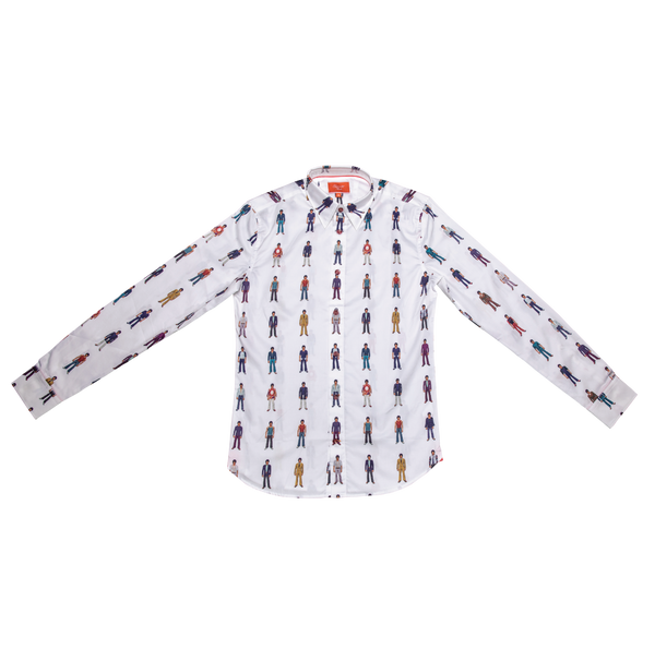 #SEMRM-001 Emanate Meili x Bruce Lee Club x Raphael Ma - Men's Shirt with Bruce Lee Art Prints (White) - Bruce Lee Club