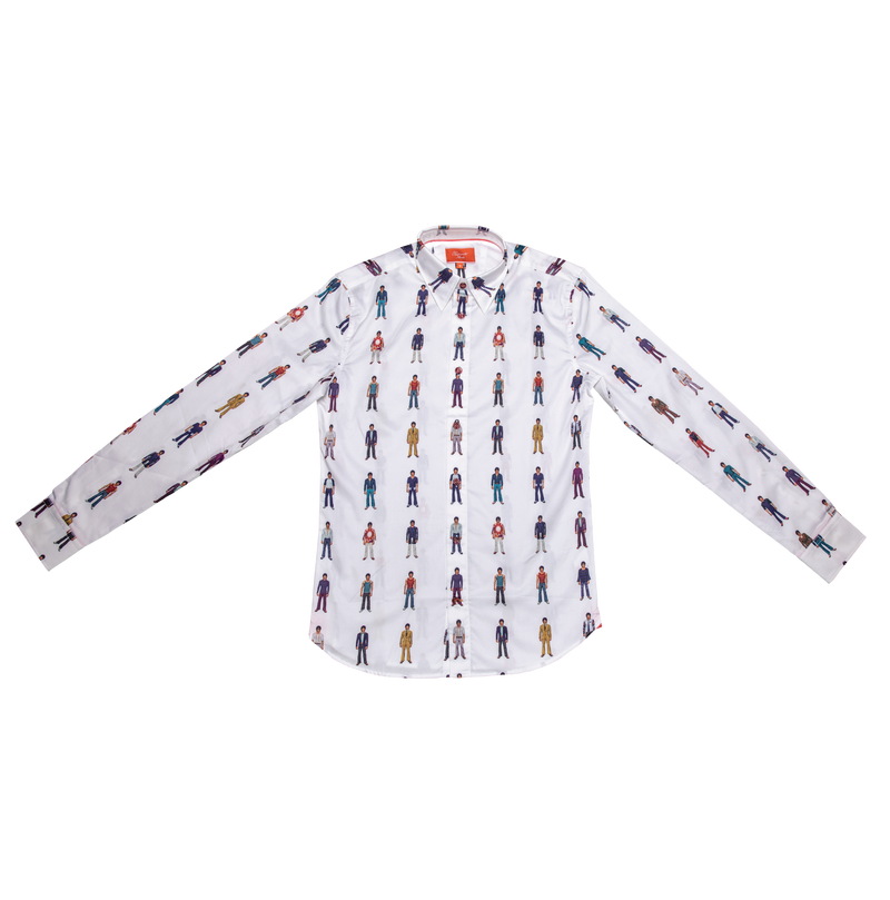 #SEMRM-001 Emanate Meili x Bruce Lee Club x Raphael Ma - Men's Shirt with Bruce Lee Art Prints (White) - Bruce Lee Club