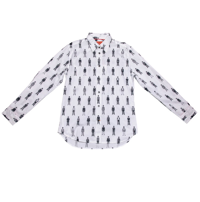 #SEMRM-003 Emanate Meili x Bruce Lee Club x Raphael Ma - Men's Shirt with Bruce Lee Art Prints (Black&White) - Bruce Lee Club