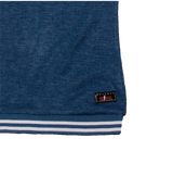 #T012 Bruce Lee Club Blue Striped V-Neck Cotton Mid-Sleeve T-shirt