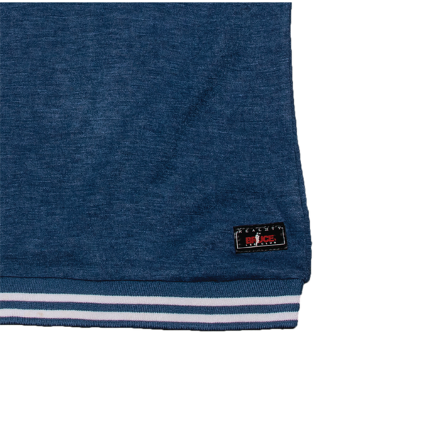 #T012 Bruce Lee Club Blue Striped V-Neck Cotton Mid-Sleeve T-shirt - Bruce Lee Club