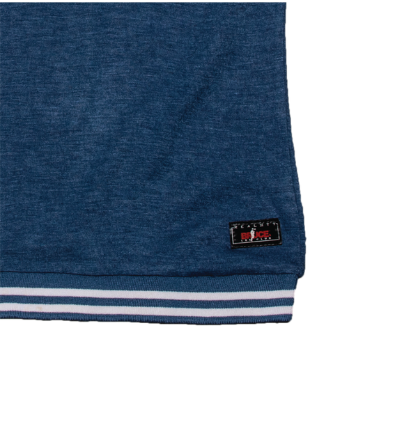 #T012 Bruce Lee Club Blue Striped V-Neck Cotton Mid-Sleeve T-shirt