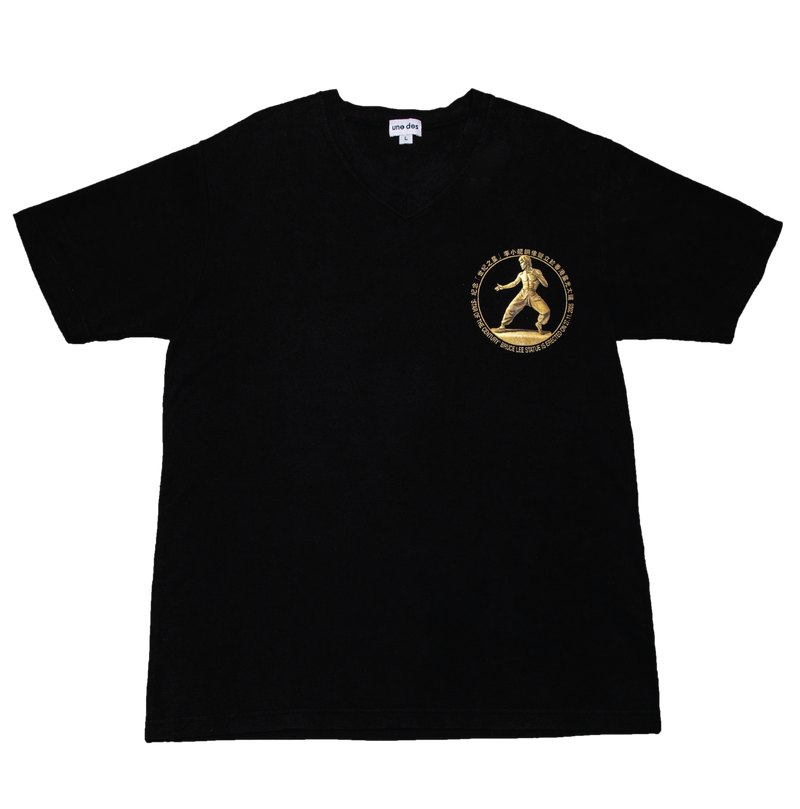 #T013 「世紀之星」ブルース・リー銅像紀念半袖Tシャツ(ブラック)