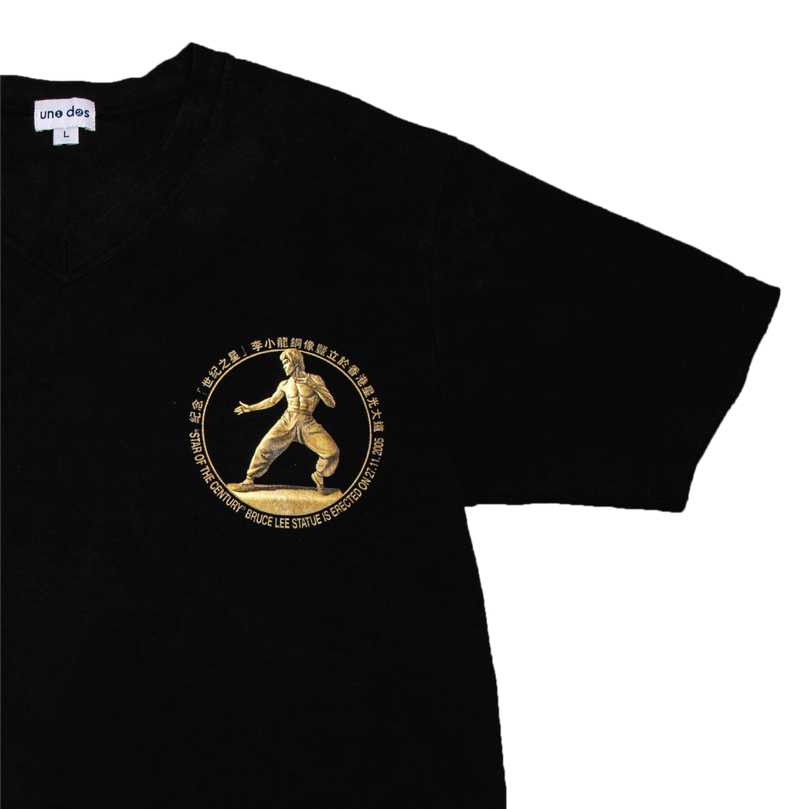 #T013 「世紀之星」ブルース・リー銅像紀念半袖Tシャツ(ブラック)