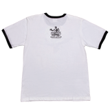 #T015 「1972年ブルース・リークルーTシャツ」復刻版・クルーネック半袖Tシャツ（ネック部分はブラック）（ホワイト・ブラック・ネイビープリント）