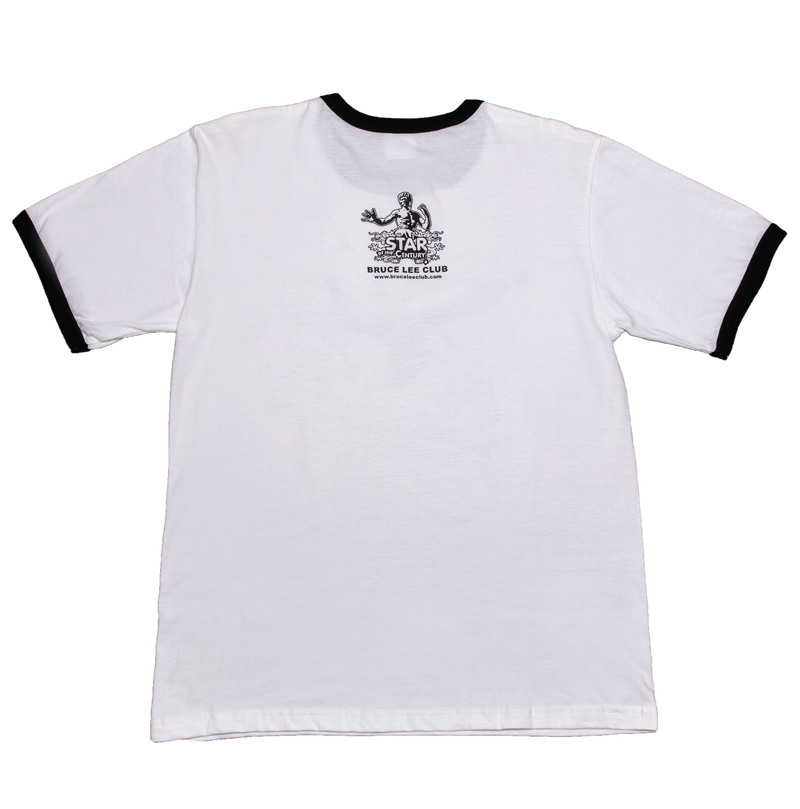 #T015 「1972年李小龍工作團隊服」復刻版黑色圓領短袖T恤 （黑白印花）