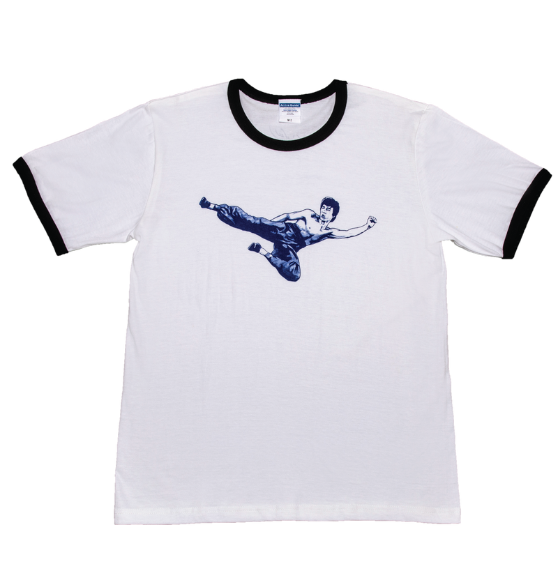 #T016 Way of the Dragon Film Crew Remake Black Round-neck T-shirt (Navy Print) - Bruce Lee Club