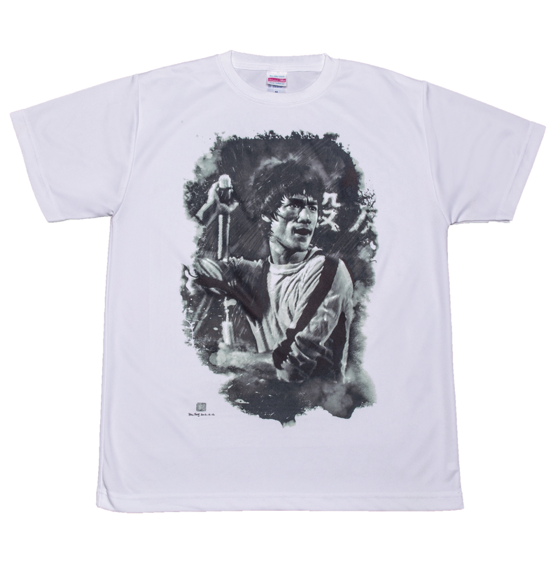 #T017 Eric Fung Graphic Print Round-neck White T-shirt - Bruce Lee Club