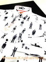 #SEMRM-003 Emanate Meili x Bruce Lee Club x Raphael Ma - Men's Shirt with Bruce Lee Art Prints (Black&White)
